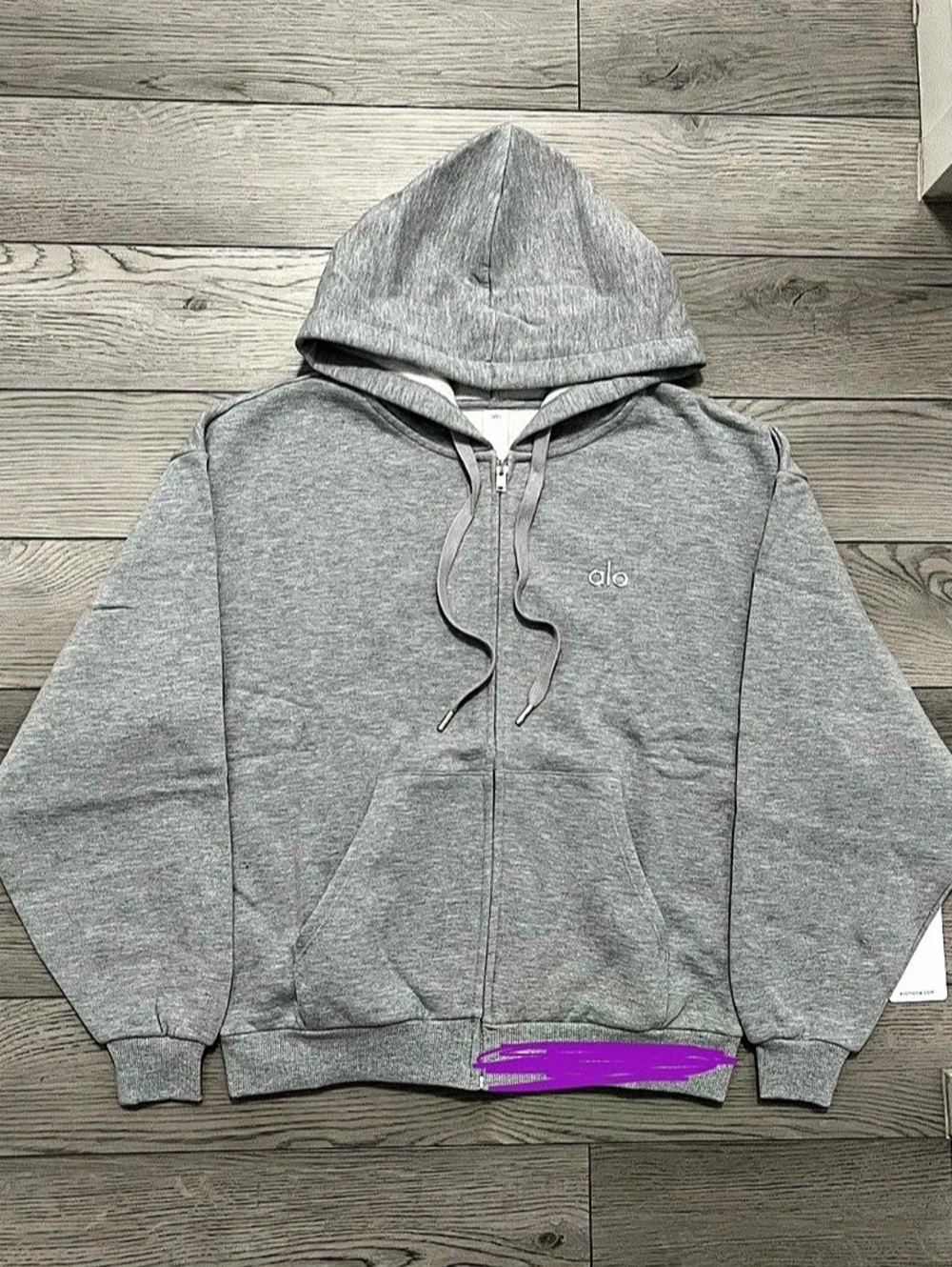 Alo Yoga Accolade Full Zip Hoodie Full Zip Hoodie in Gray Size Small NWT